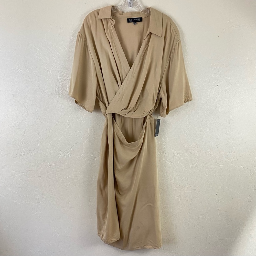 Eloquii Tan Wrap Dress